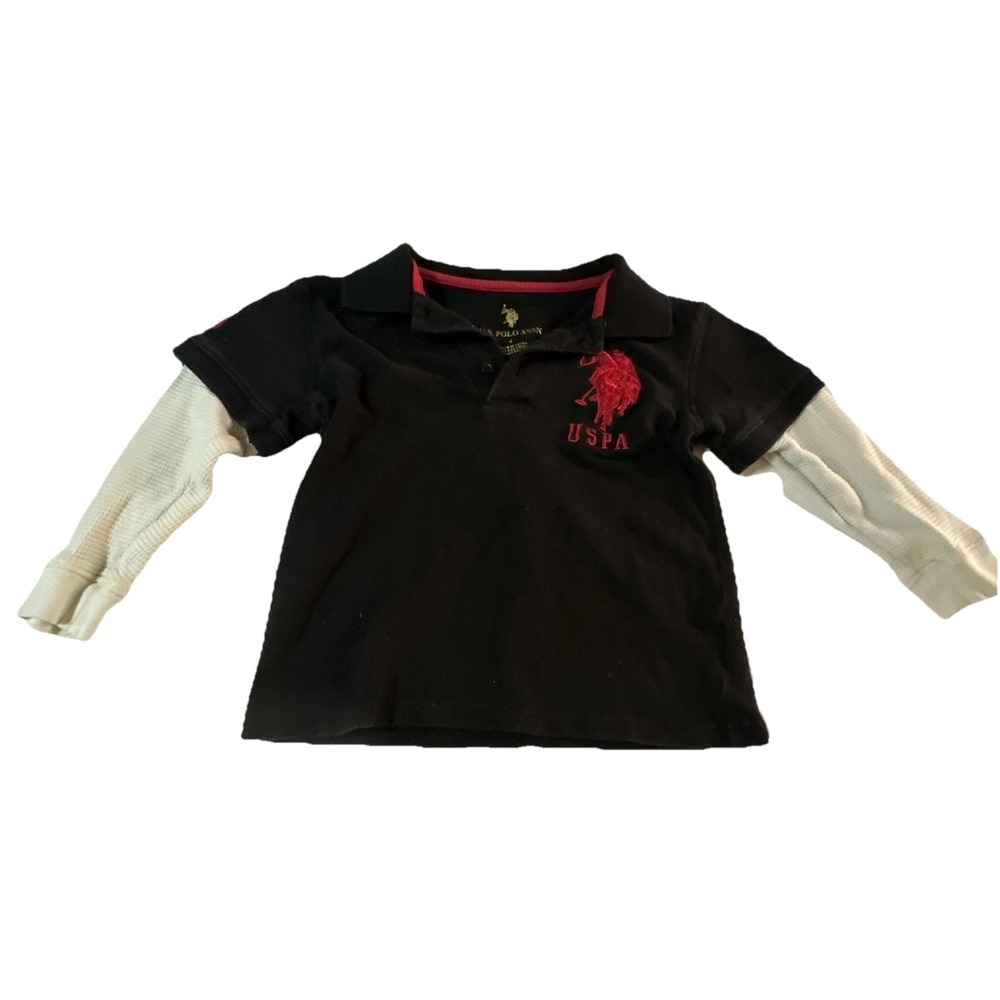 Y2K Boys Navy Blue US Polo Assn Ralph Lauren Red Big Pony Shirt Size 4XL
